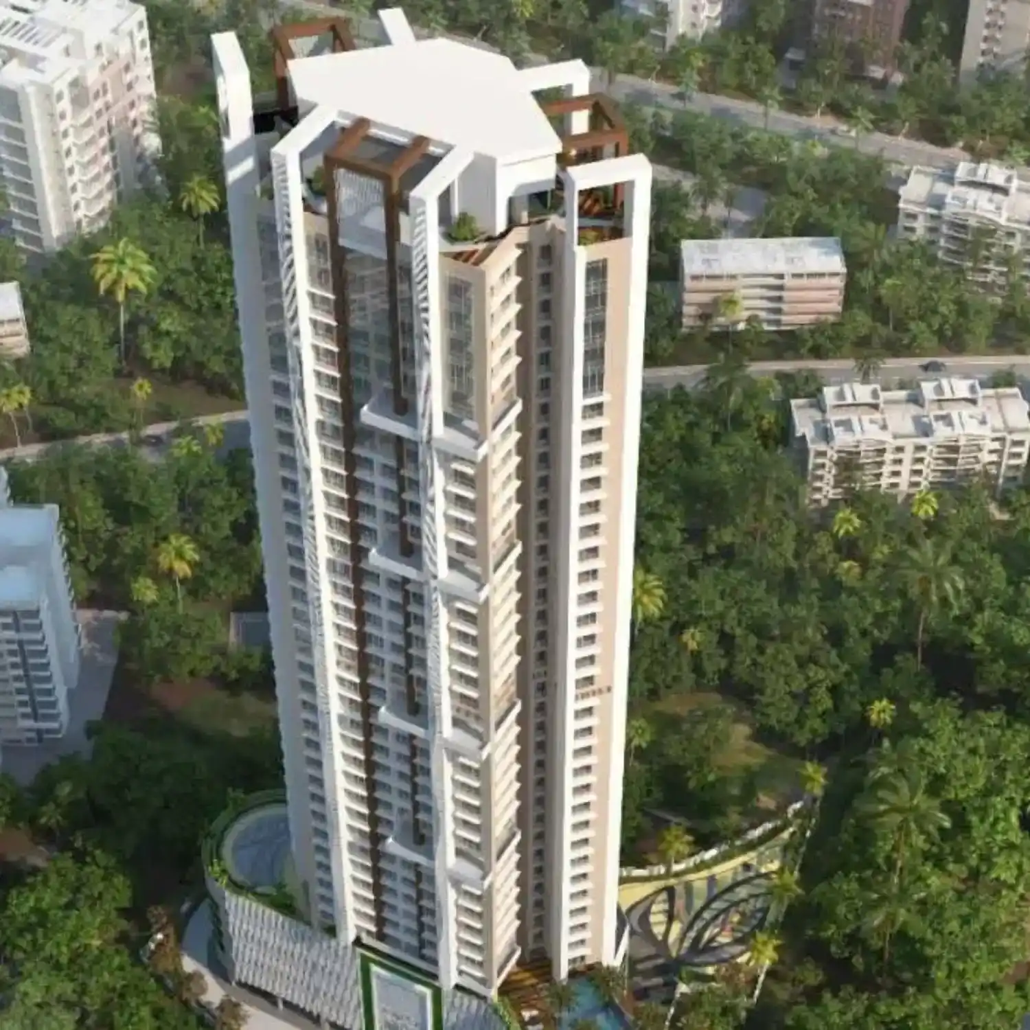 BTL activation by BrandLand featuring a high-rise residential project display surrounded by lush greenery.