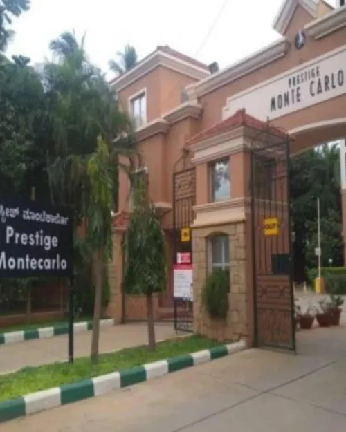 BrandLand BTL activation at Prestige Monte Carlo Bangalore apartment entrance.